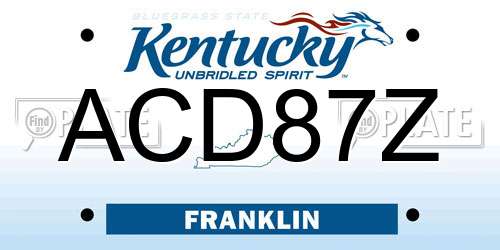 ACD87Z Kentucky License Plate