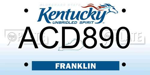 ACD890 Kentucky License Plate