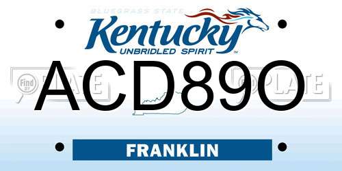 ACD89O Kentucky License Plate