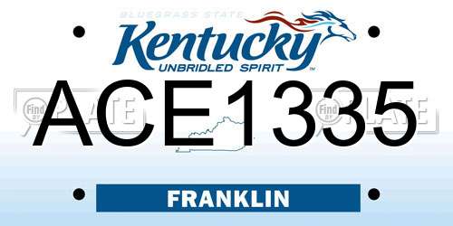 ACE1335 Kentucky License Plate