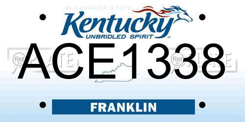 ACE1338 Kentucky License Plate