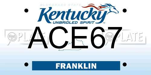 ACE67 Kentucky License Plate