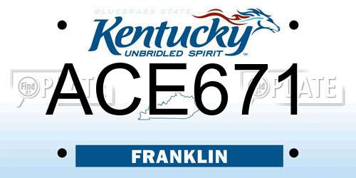 ACE671 Kentucky License Plate