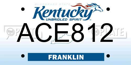 ACE812 Kentucky License Plate