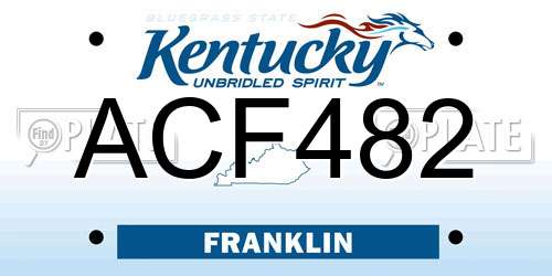 ACF482 Kentucky License Plate