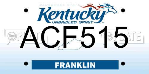ACF515 Kentucky License Plate