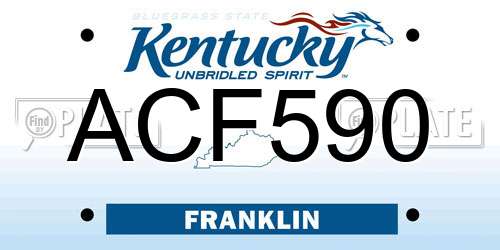 ACF590 Kentucky License Plate