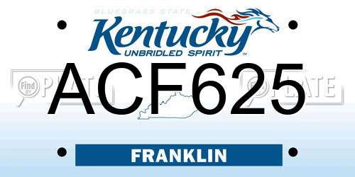 ACF625 Kentucky License Plate