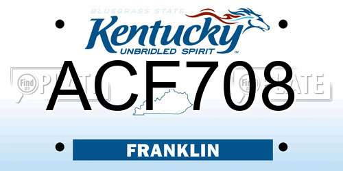 ACF708 Kentucky License Plate
