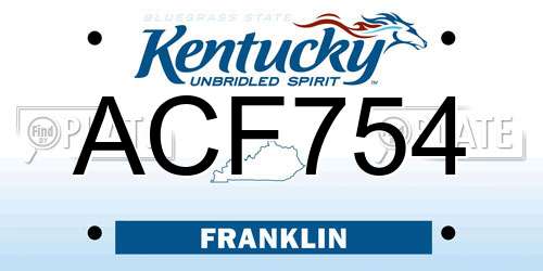 ACF754 Kentucky License Plate