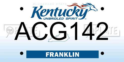 ACG142 Kentucky License Plate