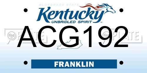 ACG192 Kentucky License Plate