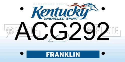 ACG292 Kentucky License Plate