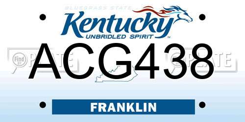 ACG438 Kentucky License Plate