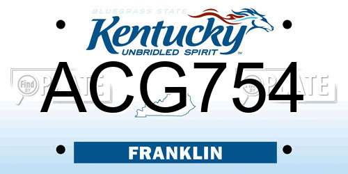 ACG754 Kentucky License Plate