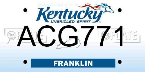ACG771 Kentucky License Plate