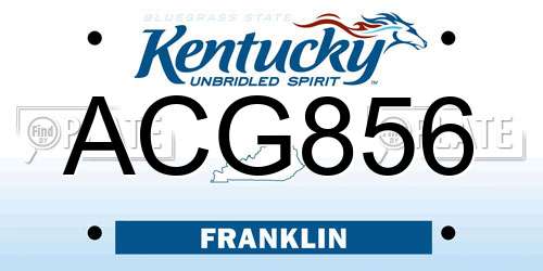 ACG856 Kentucky License Plate