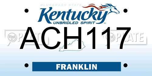 ACH117 Kentucky License Plate