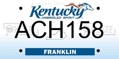 ACH158 Kentucky License Plate