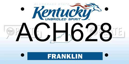 ACH628 Kentucky License Plate