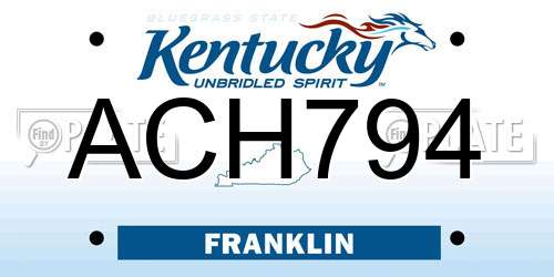 ACH794 Kentucky License Plate