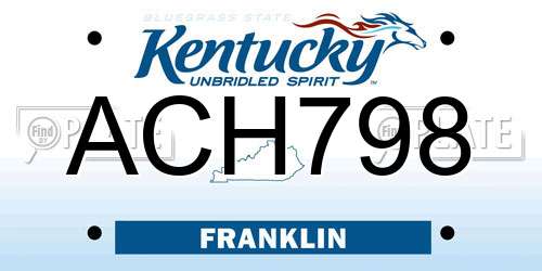 ACH798 Kentucky License Plate