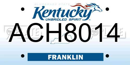 ACH8014 Kentucky License Plate