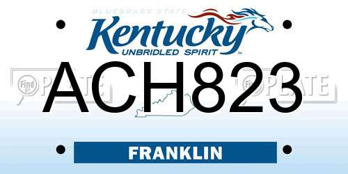 ACH823 Kentucky License Plate