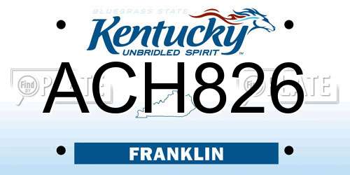 ACH826 Kentucky License Plate