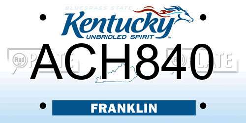 ACH840 Kentucky License Plate