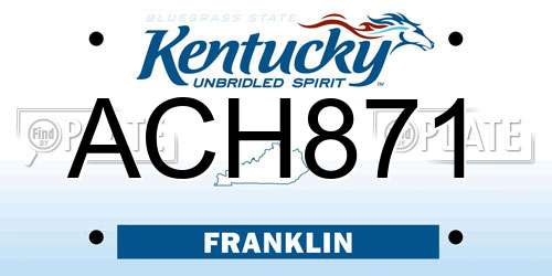 ACH871 Kentucky License Plate