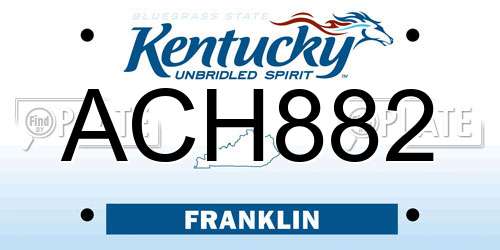 ACH882 Kentucky License Plate