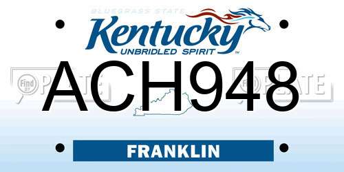 ACH948 Kentucky License Plate