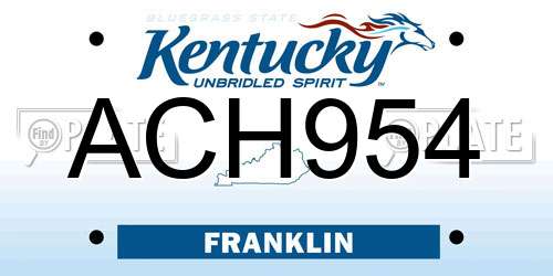 ACH954 Kentucky License Plate