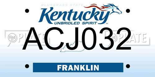 ACJ032 Kentucky License Plate