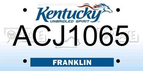 ACJ1065 Kentucky License Plate
