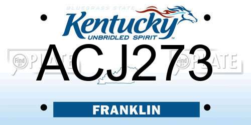 ACJ273 Kentucky License Plate