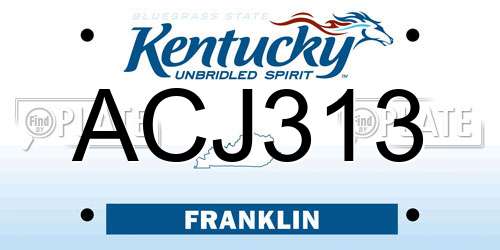 ACJ313 Kentucky License Plate