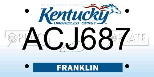 ACJ687 Kentucky License Plate