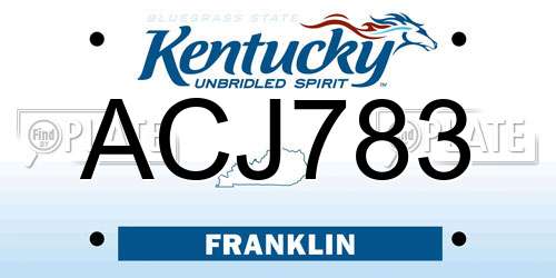 ACJ783 Kentucky License Plate