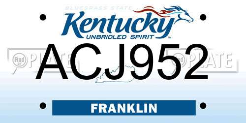 ACJ952 Kentucky License Plate