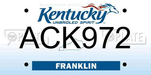 ACK972 Kentucky License Plate