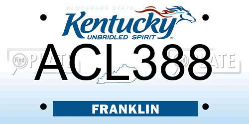 ACL388 Kentucky License Plate