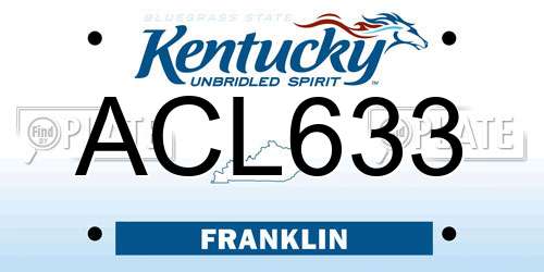 ACL633 Kentucky License Plate