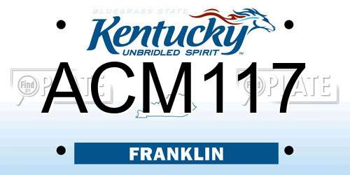 ACM117 Kentucky License Plate