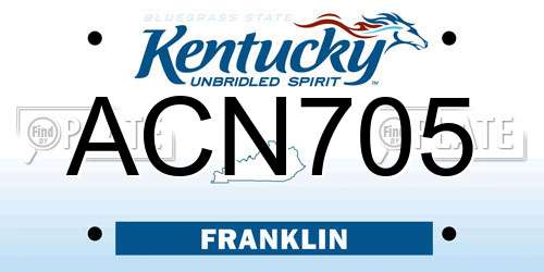 ACN705 Kentucky License Plate