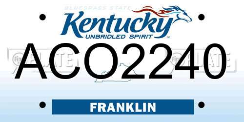 ACO2240 Kentucky License Plate