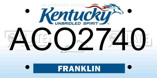ACO2740 Kentucky License Plate