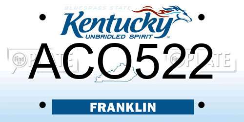 ACO522 Kentucky License Plate