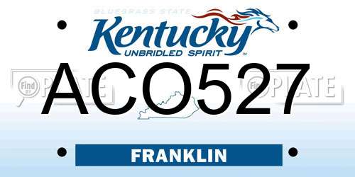 ACO527 Kentucky License Plate